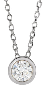 14K White 1/6 CT Natural Diamond Bezel-Set 16-18" Necklace