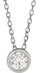 14K White Gold 1/6 CT Natural Diamond Bezel-Set 16-18" Necklace