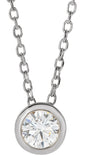 14K White Gold 1/6 CT Natural Diamond Bezel-Set 16-18" Necklace