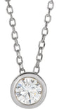 14K White 1/4 CT Natural Diamond Bezel-Set 16-18" Necklace