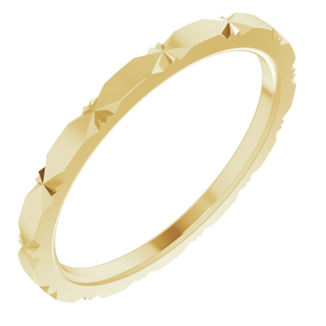 14K Yellow Gold 1.5 mm Diamond Faceted Band Size 6