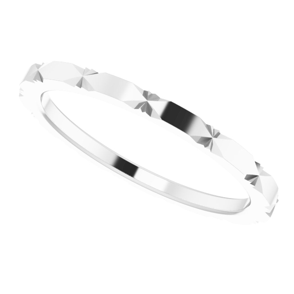 14K White Gold 1.5 mm Diamond Faceted Band Size 7