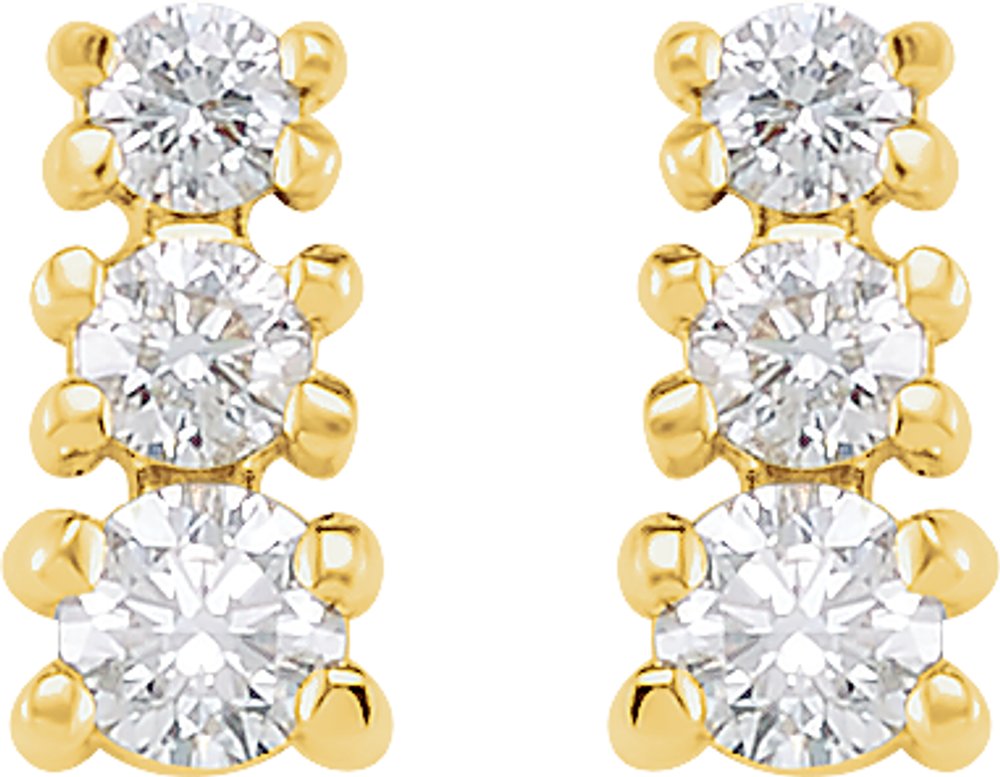 14K Yellow Gold 3/8 CTW Natural Diamond Three-Stone Earrings  