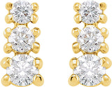 14K Yellow Gold 3/8 CTW Natural Diamond Three-Stone Earrings  