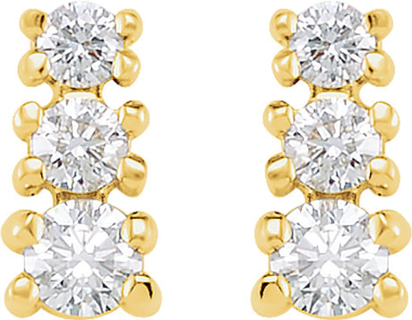 14K Yellow Gold 3/8 CTW Natural Diamond Three-Stone Earrings  