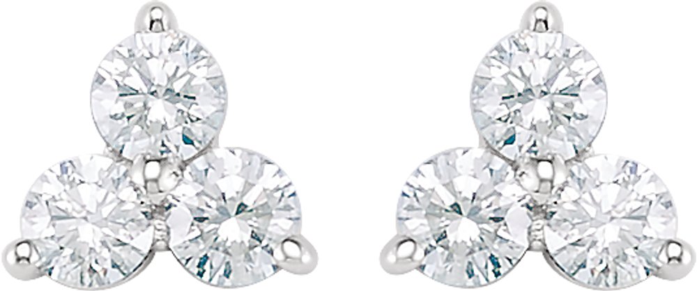 14K White 1/3 CTW Natural Diamond Three-Stone Stud Earrings