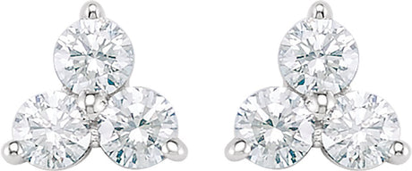 14K White 1/3 CTW Natural Diamond Three-Stone Stud Earrings