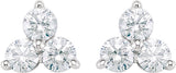 14K White Gold 1/3 CTW Natural Diamond Three-Stone Stud Earrings