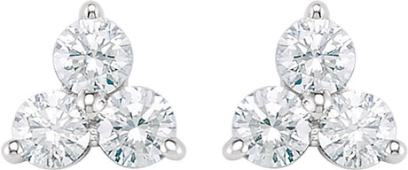 14K White Gold 1/3 CTW Natural Diamond Three-Stone Stud Earrings