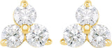 14K Yellow 1/3 CTW Natural Diamond Three-Stone Stud Earrings