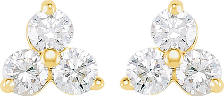 14K Yellow 1/3 CTW Natural Diamond Three-Stone Stud Earrings