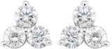 14K White Gold 5/8 CTW Natural Diamond Three-Stone Stud Earrings