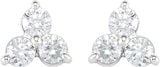 14K White Gold 1 CTW Natural Diamond Three-Stone Stud Earrings