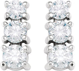14K White Gold 7/8 CTW Natural Diamond Three-Stone Earrings  