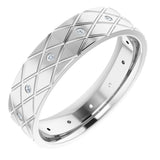 14K White 1/8 CTW Natural Diamond Accented Patterned Band