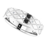 14K White 1/8 CTW Natural Diamond Accented Patterned Band