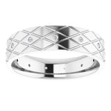 14K White 1/8 CTW Natural Diamond Accented Patterned Band