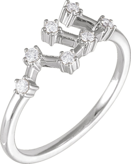 14K White Gold 1/6 CTW Natural Diamond Virgo Constellation Ring