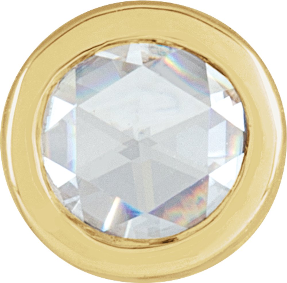 14K Yellow Gold 1/8 CT Rose-Cut Natural Diamond Bezel-Set  Pendant