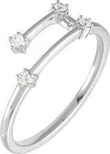 14K White Gold 1/10 CTW Natural Diamond Aries Constellation Ring