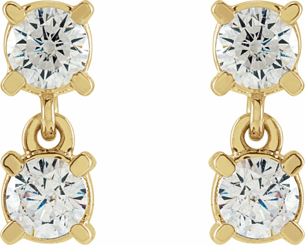 14K Yellow 1/2 CTW Lab-Grown Diamond Two-Stone Earrings