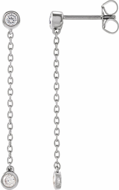 14K White 1/4 CTW Lab-Grown Diamond Chain Earrings