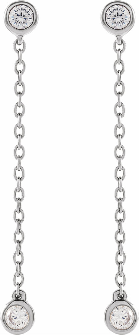 14K White 1/4 CTW Lab-Grown Diamond Chain Earrings