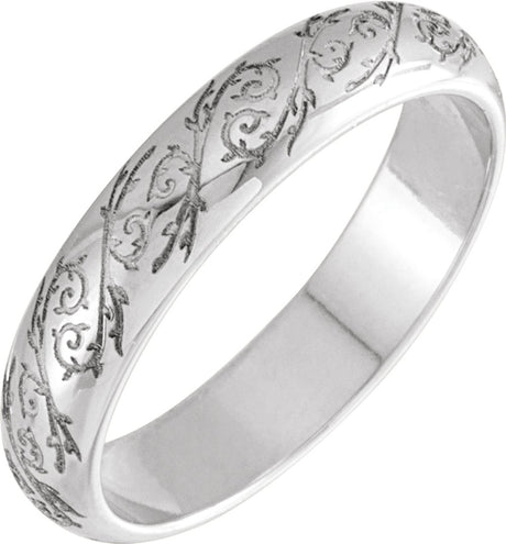 14K White Gold 4 mm Sculptural Half Round Band Size 8.5