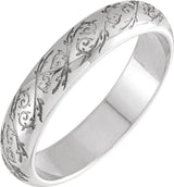14K White Gold 4 mm Sculptural Half Round Band Size 10