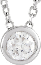 14K White Gold 1/6 CT Lab-Grown Diamond Bezel-Set 16-18" Necklace