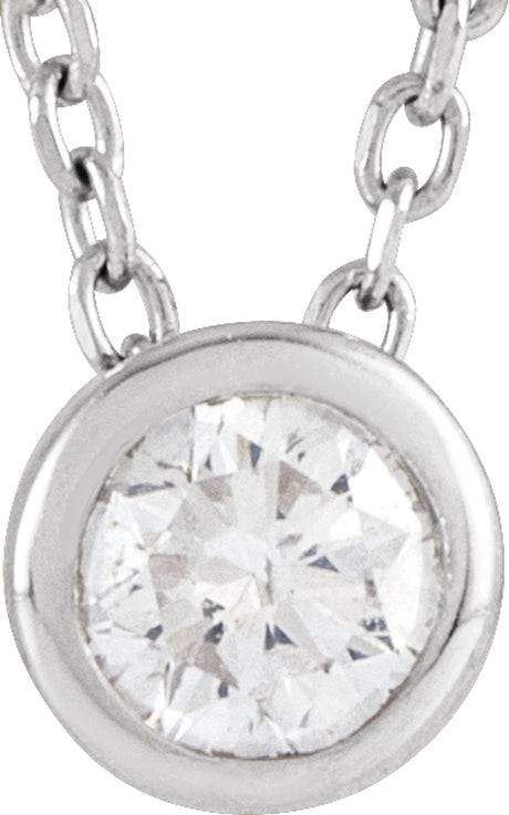 14K White Gold 1/6 CT Lab-Grown Diamond Bezel-Set 16-18" Necklace