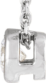 14K White Gold 1/6 CT Lab-Grown Diamond Bezel-Set 16-18" Necklace