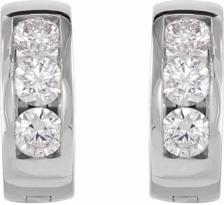 14K White 1/5 CTW Natural Diamond 10 mm Hinged Hoop Earrings