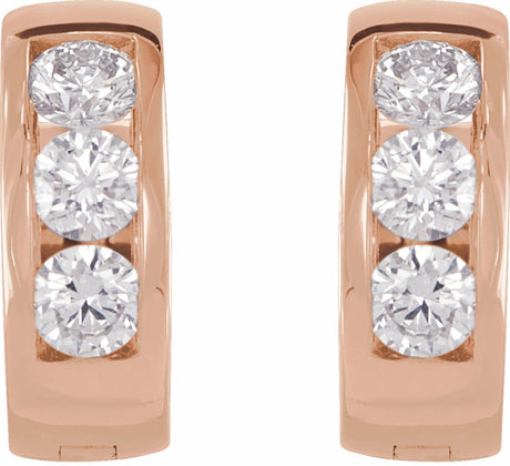 14K Rose Gold 1/3 CTW Lab-Grown Diamond 10 mm Hinged Hoop Earrings