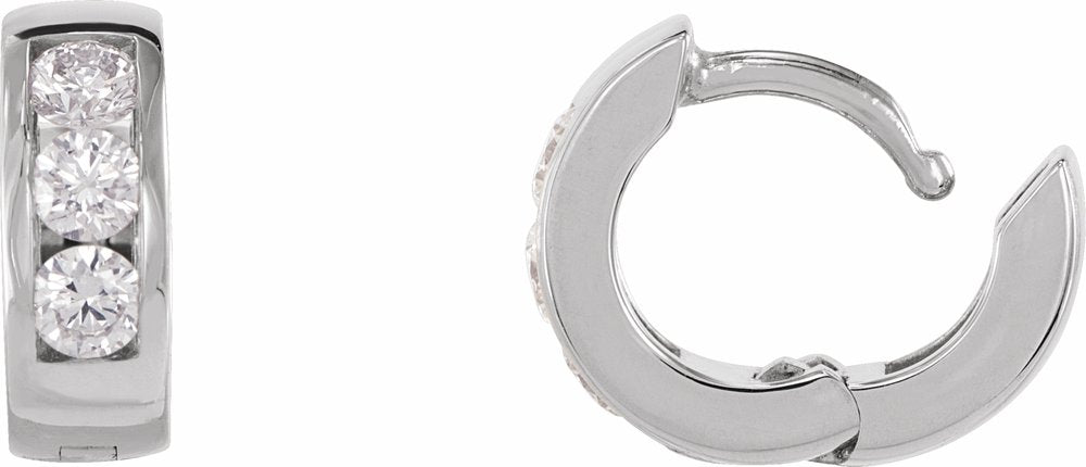 14K Yellow Gold 1/5 CTW Natural Diamond 10 mm Hinged Hoop Earrings