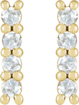 14K Yellow 1/6 CTW Rose-Cut Natural Diamond Bar Earrings