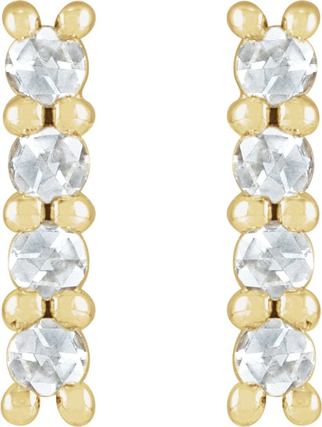 14K Yellow 1/6 CTW Rose-Cut Natural Diamond Bar Earrings