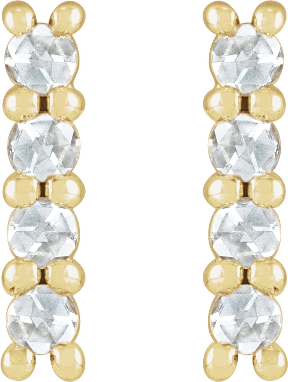 14K Yellow 1/6 CTW Rose-Cut Natural Diamond Bar Earrings