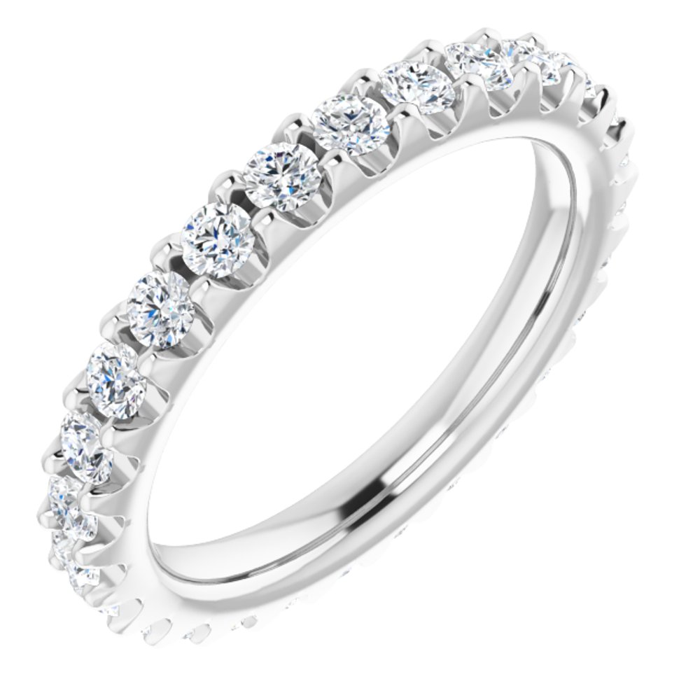 Platinum 2 mm Round 3/4 CTW Natural Diamond Eternity Band Size 4