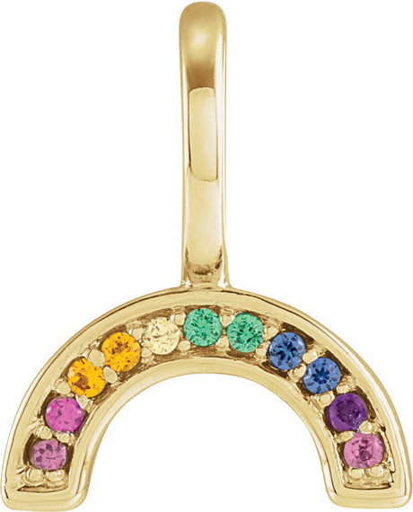 14K Yellow Gold Natural Multi-Gemstone Rainbow Charm/Pendant
