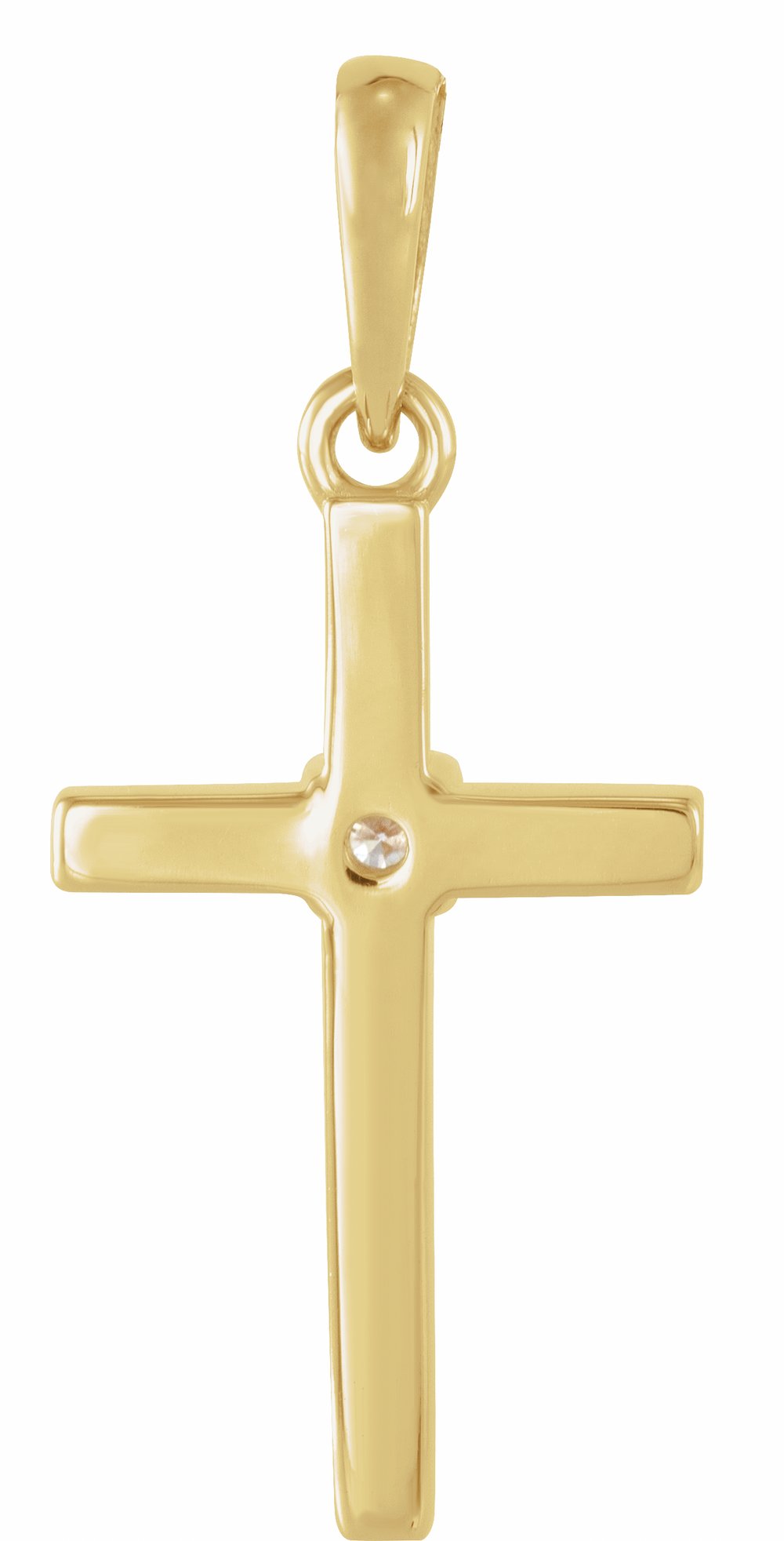 14K Yellow .015 CT Natural Diamond Cross Pendant