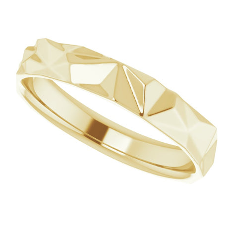 10K Yellow Gold 4 mm Geometric Comfort-Fit Flat Band Size 7