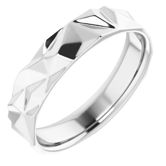 Sterling Silver 5 mm Geometric Comfort-Fit Flat Band Size 6.5