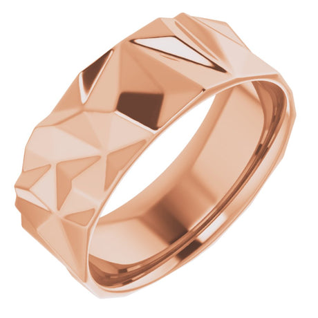 10K Rose Gold 8 mm Geometric Comfort-Fit Flat Band Size 10.5