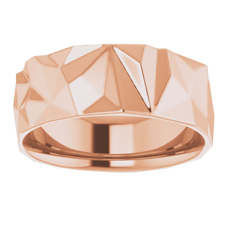 10K Rose Gold 8 mm Geometric Comfort-Fit Flat Band Size 10.5