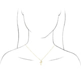 14K Yellow .06 CT Natural Diamond Beaded Cross 20" Necklace