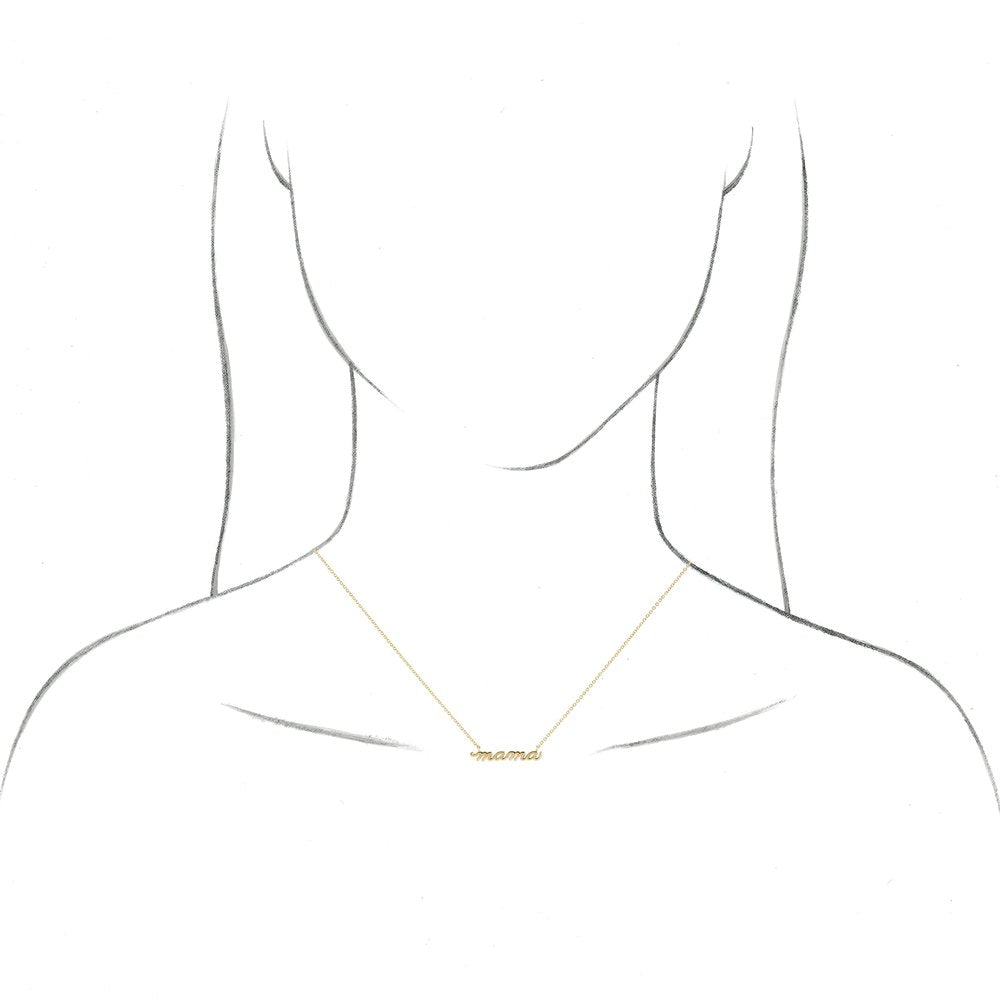 14K Yellow Petite Mama Script 16" Necklace