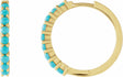 14K Yellow Gold Natural Turquoise Cabochon Hinged 20 mm  Hoop Earrings