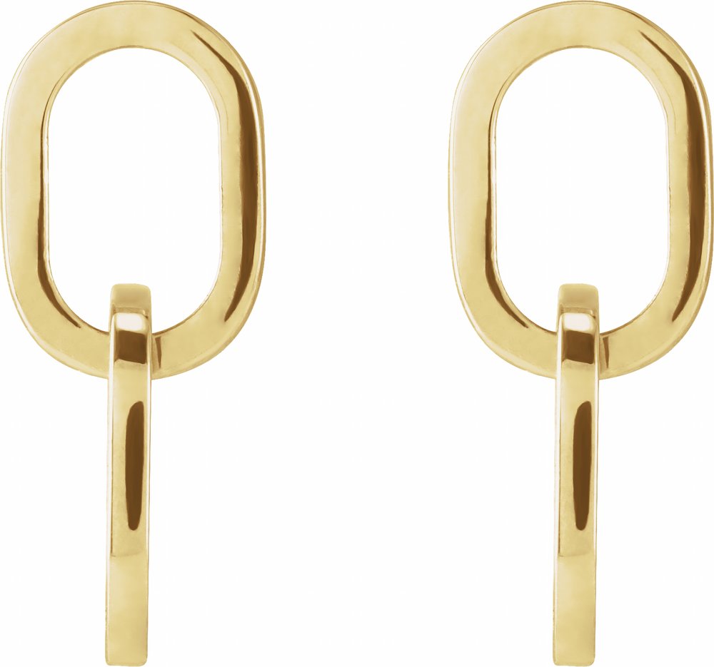 14K Yellow Interlocking Oval Earrings