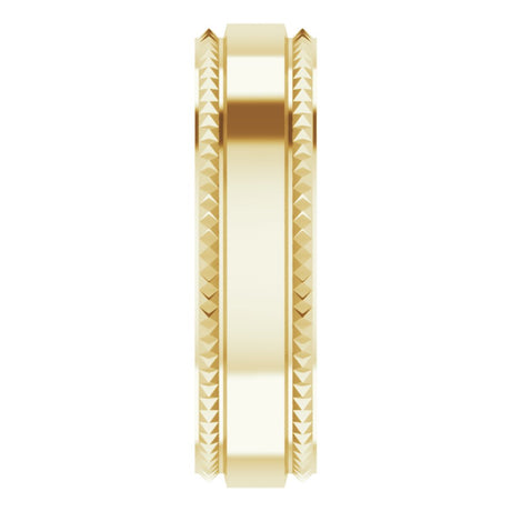 14K Yellow Gold 6 mm Geometric Faceted Comfort-Fit Flat Band Size 7.5